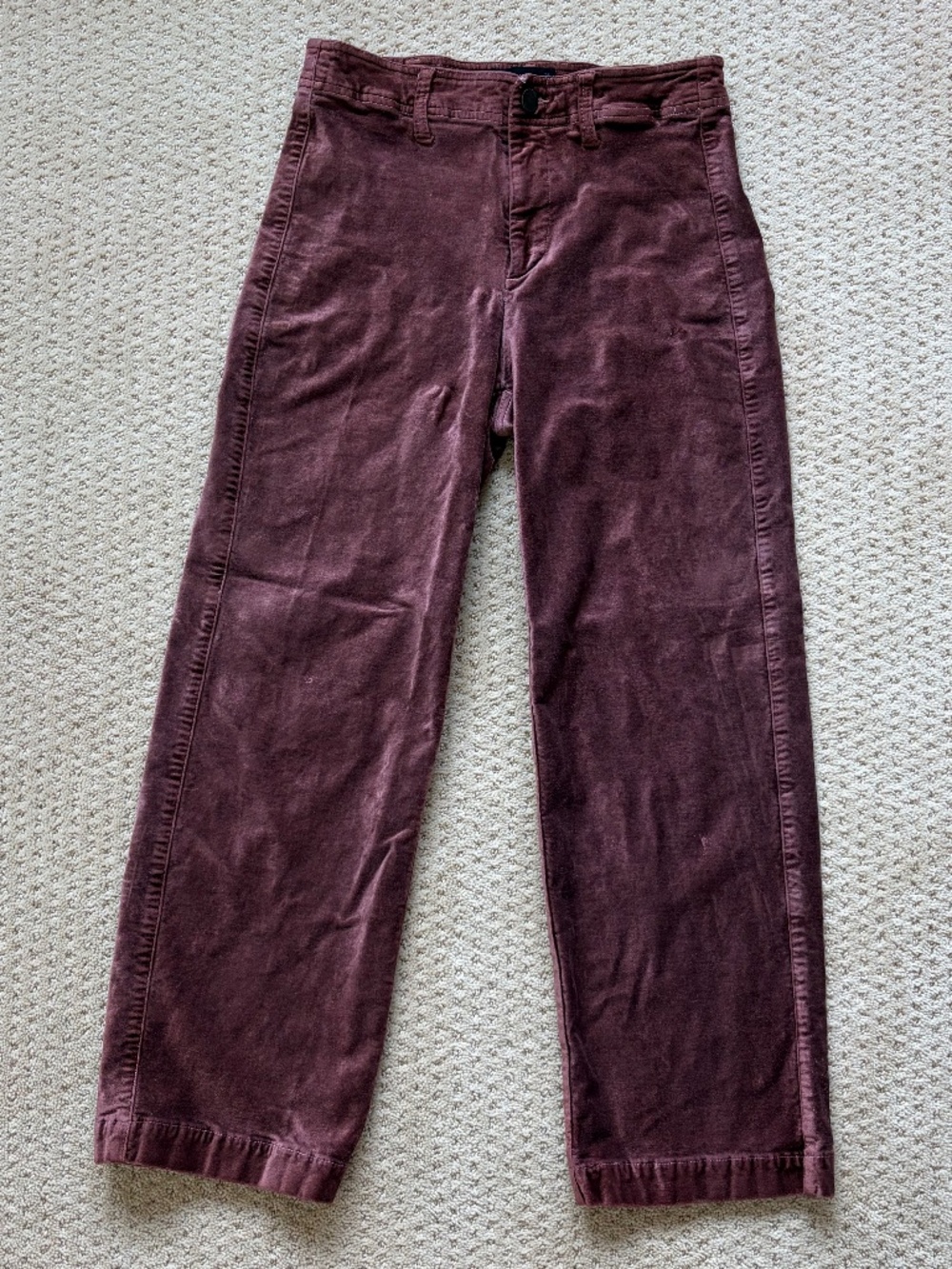 PAIGE Nellie High Rise Velvet Culotte Wide Leg Pants Old Rose Maroon 27